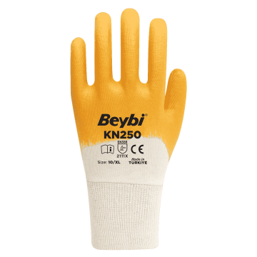 Beybi KN250 Pamuk Nitril Eldiven Sarı No 10