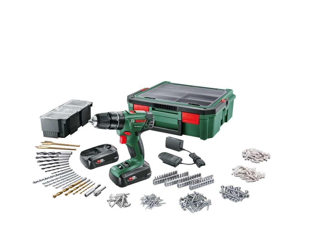 Bosch PSB 1800 Li-2 18V 1.5 Ah Çift Akülü Vidalama + SystemBox 241 Parça Set - 06039A330K
