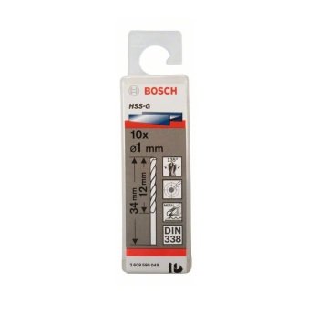 Bosch Metal Matkap Ucu HSS-G DIN 338 (Gümüş) 1,0x34 mm (10 Adet) - 2608595049