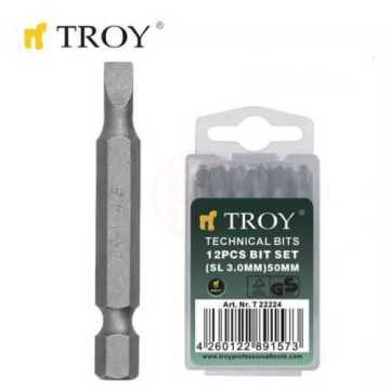 Troy 22227 Bits Uç Seti (Düz 5,0x50mm, 12Adet)