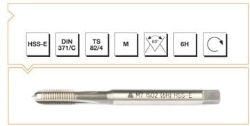 MTE Metrik Normal Vidalı Düz Kanallı Makina Kılavuzu HSS-E DIN 371/C (6H) M5 x 70 mm