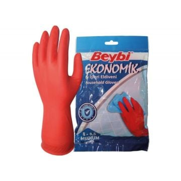 Beybi Ekonomik Ev Tipi Eldiven Kırmızı No 7 - 7,5