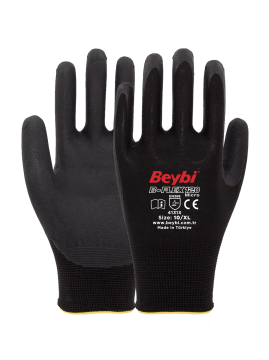 Beybi B-Flex120 Micro Köpük Kaplı Eldiven Koyu Gri-Siyah No 09