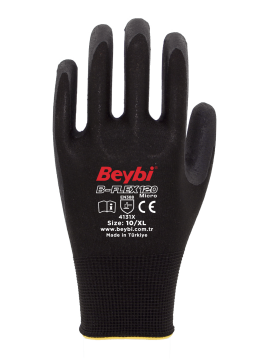 Beybi B-Flex120 Micro Köpük Kaplı Eldiven Koyu Gri-Siyah No 09