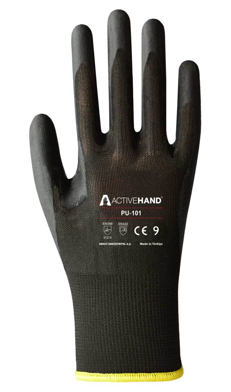 Activehand PU-101 Hassas Montaj Eldiveni Pu Siyah No 8