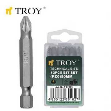 Troy 22232 Bits Uç Seti (PZ3x50mm, 12Adet)