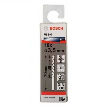 Bosch Metal Matkap Ucu HSS-G DIN 338 (Gümüş) 3,5x70 mm (10 Adet) - 2608595058
