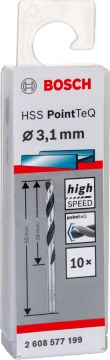 Bosch Metal Matkap Ucu HSS PointTeQ (DIN 338) 3,1 mm (10 Adet) - 2608577199
