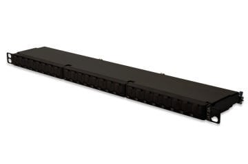 Assmann Digitus 24 Port Cat. 6A (Category 6A), Class Ea Patch Panel, Zırhlı (Shielded), 0.5U, Toz Korumalı Kapaklı, Siyah Renk