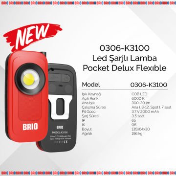 Brio Usb Şarjlı, Esnek, Eller Serbest, Mıknatıslı, Kamp, Tamirci Led Lambası 300 L
