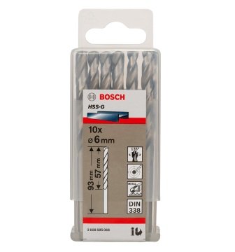 Bosch Metal Matkap Ucu HSS-G DIN 338 (Gümüş) 6,0x93 mm (10 Adet) - 2608595066