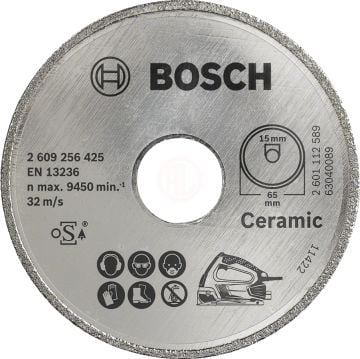 Bosch Elmas Kesme Diski PKS 16 Multi Seramik İçin 65x15 mm - 2609256425