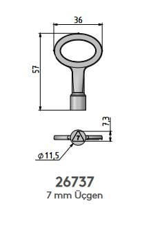 Mesan Üçgen Anahtar Mini 7 Mm