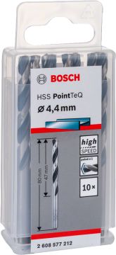 Bosch Metal Matkap Ucu HSS PointTeQ (DIN 338) 4,4 mm (10 Adet) - 2608577212