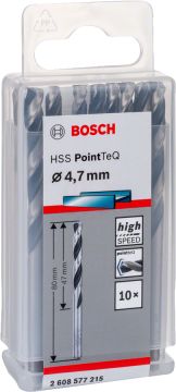 Bosch Metal Matkap Ucu HSS PointTeQ (DIN 338) 4,7 mm (10 Adet) - 2608577215