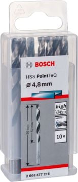 Bosch Metal Matkap Ucu HSS PointTeQ (DIN 338) 4,8 mm (10 Adet) - 2608577216