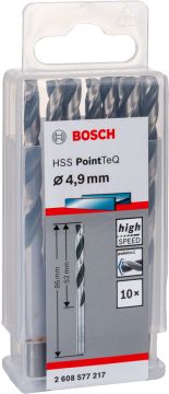 Bosch Metal Matkap Ucu HSS PointTeQ (DIN 338) 4,9 mm (10 Adet) - 2608577217