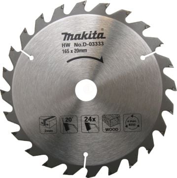 Makita Standart Ahşap Daire Testere 165x20 mm 24 Diş (D-03333)