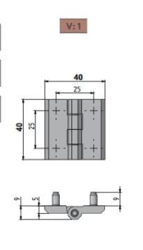 Mesan Yaprak Menteşe Zamak-Krom Kaplamalı 40X40 Cıvata