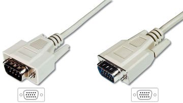Assmann Vga Monitör Kablosu, Hd15 Erkek - Hd15 Erkek, 5 Mt, Awg 28, 3Cf/4C, Bej Renk