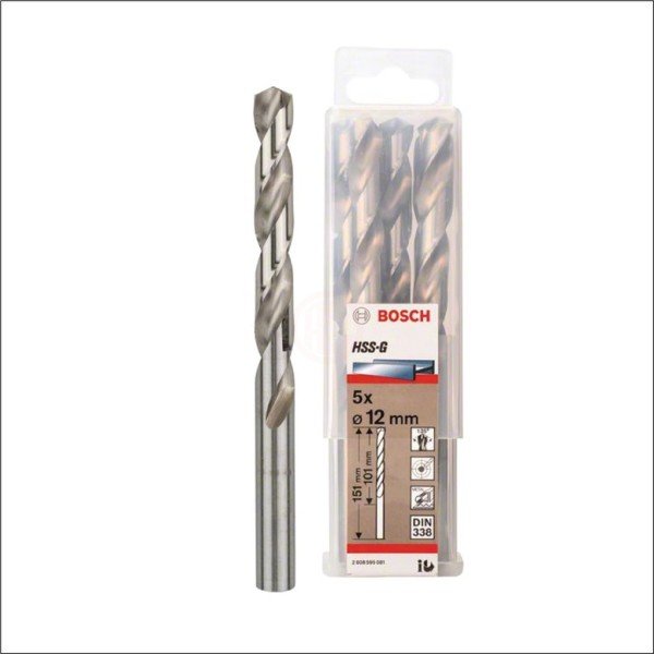 Bosch Metal Matkap Ucu HSS-G DIN 338 (Gümüş) 12,0x151 mm (5 Adet) - 2608595081