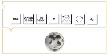 MTE Metrik Normal Vidalı Pafta Lokması HSS DIN EN 22 568 M20 x 2,50 mm