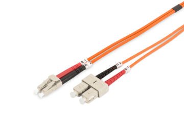 Assmann Digitus Lc-Sc Fiber Optik Patch Kablo, 1 Mt, Multimode, Duplex, 50/125