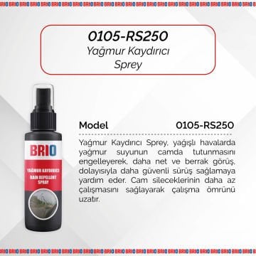 Brio Yağmur Kaydırıcı Sprey 250 Ml + Brio Buğu Önleyici Sprey Buğu Giderici Sprey 250 Ml