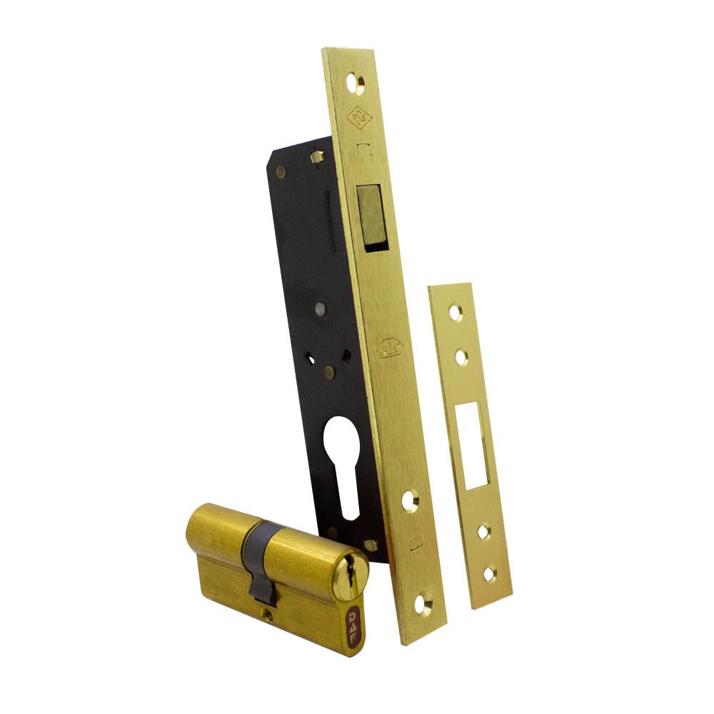 Daf Kilit Silindirli Sürme Kapı Kilidi 20 Eksen Kancalı Sarı - 513200