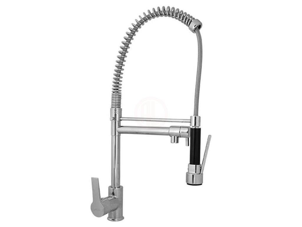 Güven Musluk Inox Endüstriyel Evye Bataryası Yaylı Çift Çıkış (Stoplu Elçik) - GVNM9622