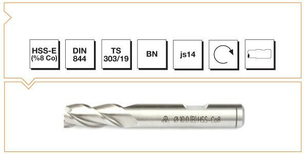 MTE Silindirik Saplı Parmak Freze Kısa HSS-E DIN 844 BN 4,0x55 mm