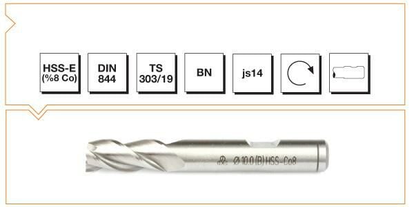 MTE Silindirik Saplı Parmak Freze Kısa HSS-E DIN 844 BN 8,0x69 mm