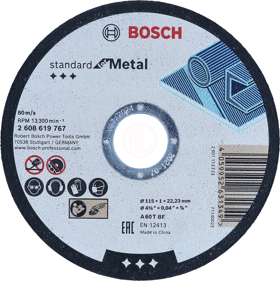 Bosch Kesme Diski Standard For Metal Düz 115x22,23x1,0 mm (A 60 T BF) - 2608619767