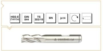 MTE Silindirik Saplı Parmak Freze Kısa HSS-E DIN 844 BN 12,0x83 mm