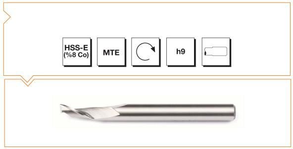 MTE Tek Ağızlı Alüminyum Freze HSS-E MTE Normu 6,0x60 mm