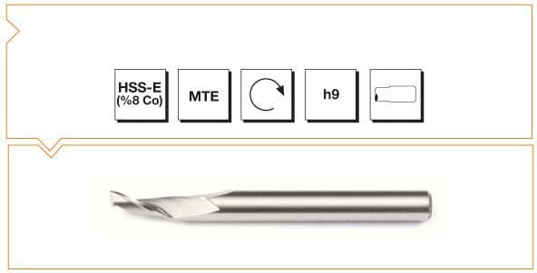 MTE Tek Ağızlı Alüminyum Freze HSS-E MTE Normu 5,0x60 mm