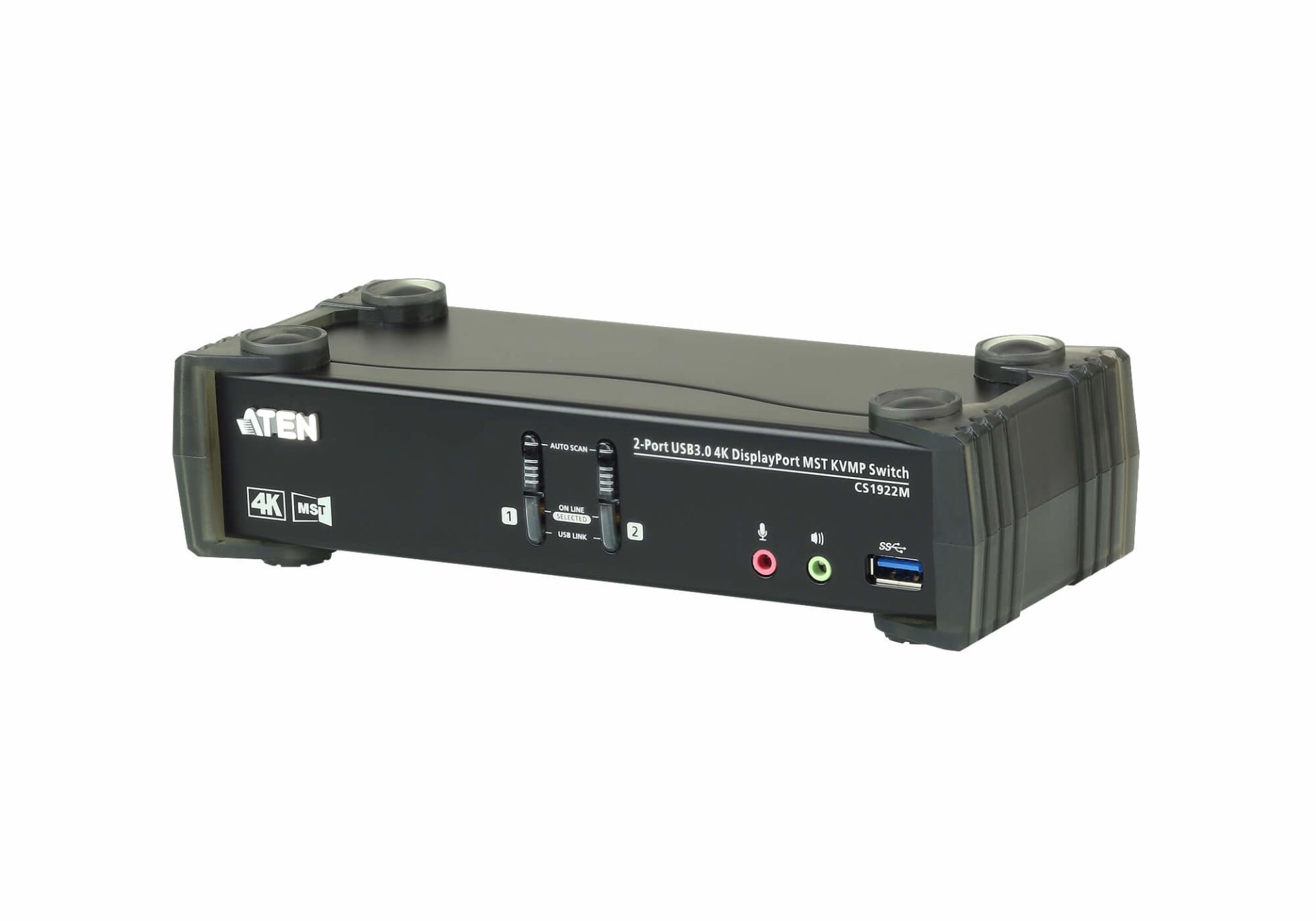 Aten 2-Port Usb 3.0 4K Displayport Mst Kvmp™ (Keyboard/Video Monitor/Mouse) Periferi Switch, Displayport 1.2 Uyumlu, Usb 3.0 (Usb 3.1 Gen 1) Hub Özelliğine Sahip (Kablolar Dahil)