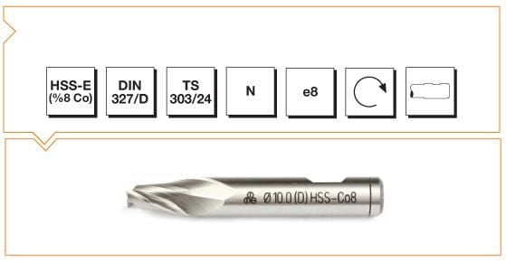 MTE Silindirik Saplı Delik Freze HSS-E DIN 327/D Helis 12,0x73 mm