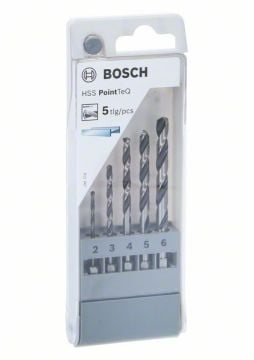 Bosch Metal Matkap Ucu HSS PointTeQ 1/4 İnç Altıgen Şaft Set (5 Parça 2-3-4-5-6 mm) - 2607002824