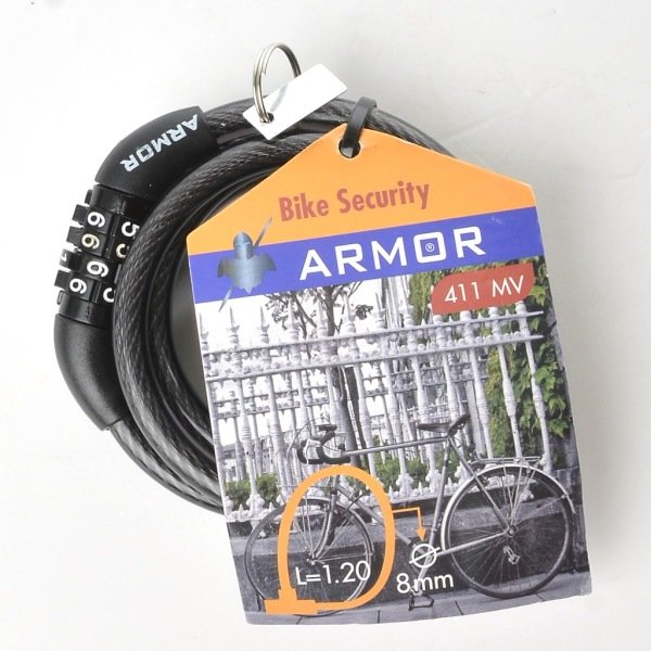 Master Lock ŞİFRELİ 120 CM x 8MM KABLO-SABİT 3 BASAMAKLI-SİYAH - 411MV