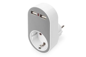 Assmann Digitus Evrensel Priz Ve Usb Yuvaya Sahip Şarj Adaptörü (2 X Usb-A)