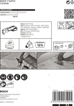 Bosch Starlock Aksesuarı / Expert StarlockMax Testere Ucu MM MAVZ116RT2 (1 Adet) - 2608900052
