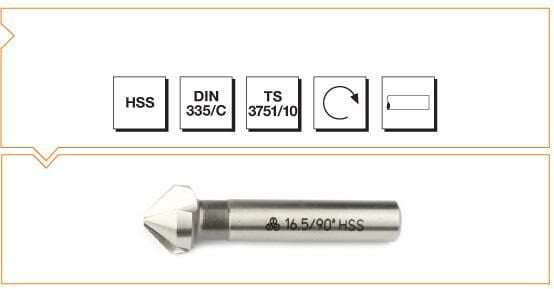 MTE Silindirik Saplı Havşa Freze Üç Ağızlı HSS DIN 335/C (90°) 12,4x56 mm