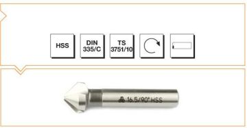 MTE Silindirik Saplı Havşa Freze Üç Ağızlı HSS DIN 335/C (90°) 12,4x56 mm