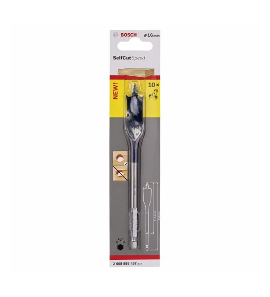 Bosch SelfCut Speed Yaprak Ahşap Matkap Ucu 1/4 İnç Altıgen Şaft 16x152 mm - 2608595487