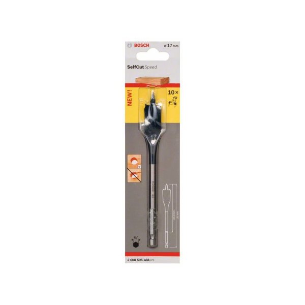 Bosch SelfCut Speed Yaprak Ahşap Matkap Ucu 1/4 İnç Altıgen Şaft 17x152 mm - 2608595488