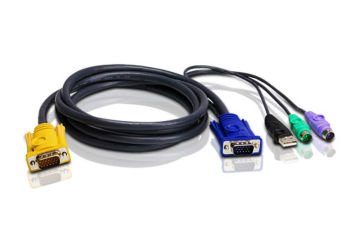 Aten Ps/2-Usb Kvm (Keyboard/Video Monitor/Mouse) Switch İçin Kablo, 3 Mt, 1 X Sphd-15 Erkek 1 X Monitör 15 Pin Hdb Erkek, 1 X Klavye 6 Pin Mini-Dın Erkek, 1 X Mouse 6 Pin Mini-Dın Erkek, 1 X Klavye / Mouse Usb A Erkek