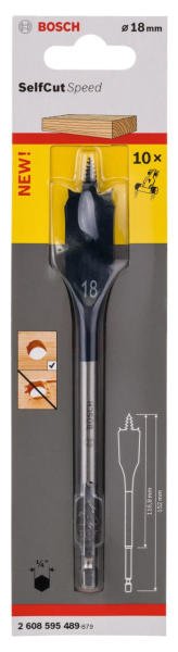 Bosch SelfCut Speed Yaprak Ahşap Matkap Ucu 1/4 İnç Altıgen Şaft 18x152 mm - 2608595489