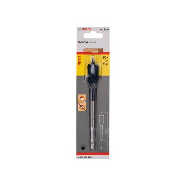 Bosch SelfCut Speed Yaprak Ahşap Matkap Ucu 1/4 İnç Altıgen Şaft 19x152 mm - 2608595490