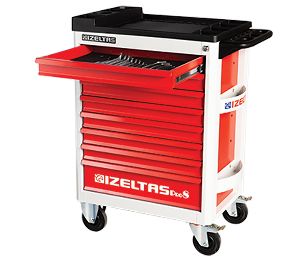 İzeltaş Pro Serisi Takım Dolabı Gri Gövde Kırmızı Çekmece (6 Çekmeceli)